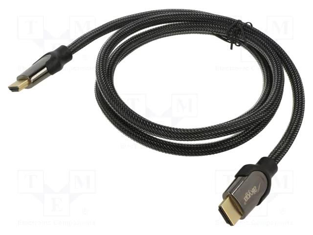 Cable; HDMI plug,both sides; textile; 1.5m; black; HDMI 2.1 AKYGA AK-HD-15S