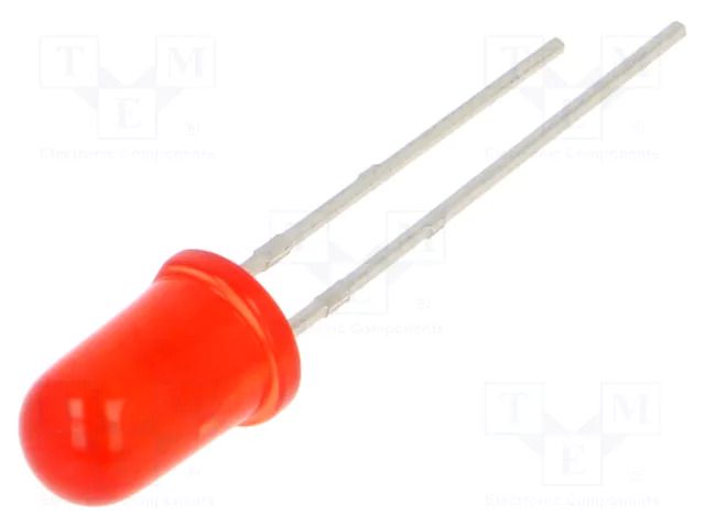 LED; red; 5mm; 100mcd; 30°; Front: convex; 2.4VDC; No.of term: 2 EVERLIGHT 333-2SURD/S530-A3