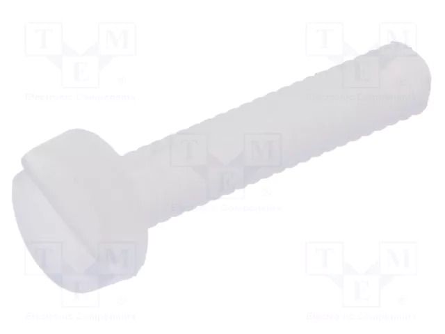 Screw; M2x10; 0.4; Head: cheese head; slotted; 0.6mm; polyamide DREMEC DR8G201M2X10