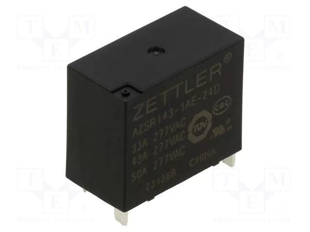 Relay: electromagnetic power; SPST-NO; Ucoil: 24VDC; 50A; PCB; 1.6W ZETTLER AZSR143-1AE-24D