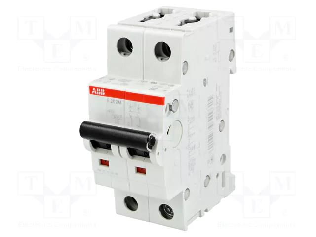 Circuit breaker; 400VAC; Inom: 50A; Poles: 2; Charact: C; 10kA; IP20 ABB S202M-C50