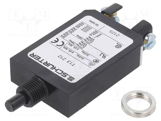 Circuit breaker; Urated: 240VAC; 28VDC; 16A; SPST; Poles: 1; screw SCHURTER T13-212-16
