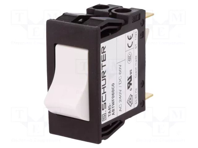 Circuit breaker; 0.7A; Poles: 1; SNAP-IN; TA45 2P; MCB SCHURTER TA45-ABTWFJ07C0