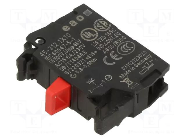Contact block; 22mm; 45; -25÷70°C; front fixing; screw terminals EAO 45-312.1X10