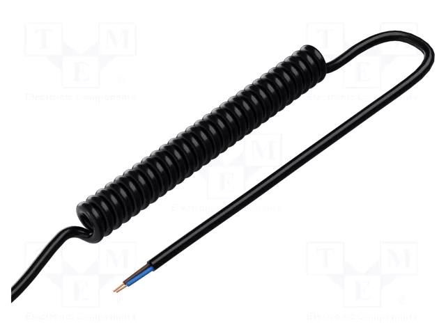 Wire: coiled; 2x0.15mm2; unshielded; PUR; black; 300V; 0.8m; 3.2m SIMECH SPT00047C