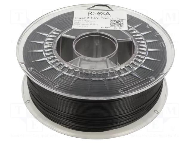 Filament: PC/PBT; 1.75mm; black; 240÷260°C; 1kg ROSA 3D ROSA-3613