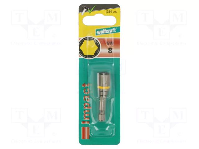 Screwdriver bit; 6-angles socket; 1/4"; HEX 8mm WOLFCRAFT WF1391000