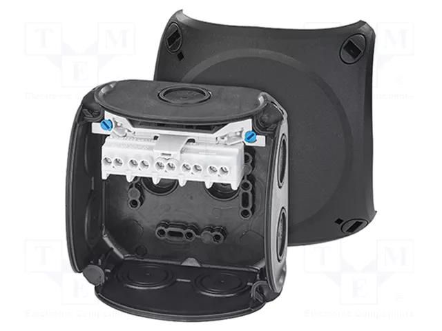 Enclosure: junction box; X: 104mm; Y: 104mm; Z: 70mm; IP66; black HENSEL HENSEL-DK-0404-B