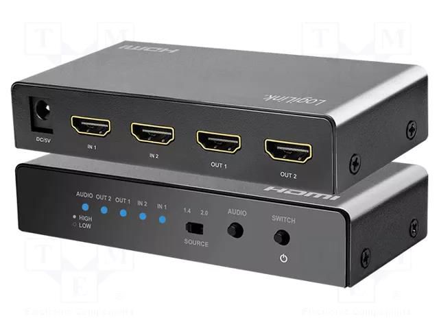Switch; HDCP 2.2,HDMI 2.0; black; Input: HDMI socket x2 LOGILINK HD0039