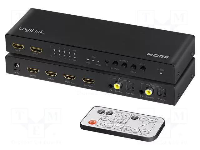 Switch; HDCP 2.2,HDMI 2.0; black; Input: HDMI socket x4 LOGILINK HD0049