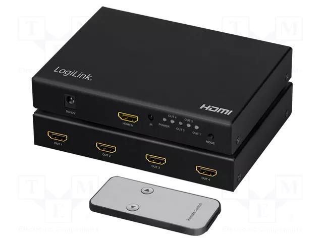 Splitter; HDCP 2.2,HDMI 2.0; black; Input: DC socket,HDMI socket LOGILINK HD0054