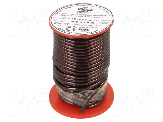 Coil wire; single coated enamelled; 2.8mm; 0.5kg; -65÷200°C INDEL DNE2.80-0.50