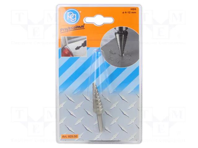 Drill bit; step,conical,multistep; Ø: 4÷12mm; Mounting: rod 6mm PG PROFESSIONAL PG-825.50