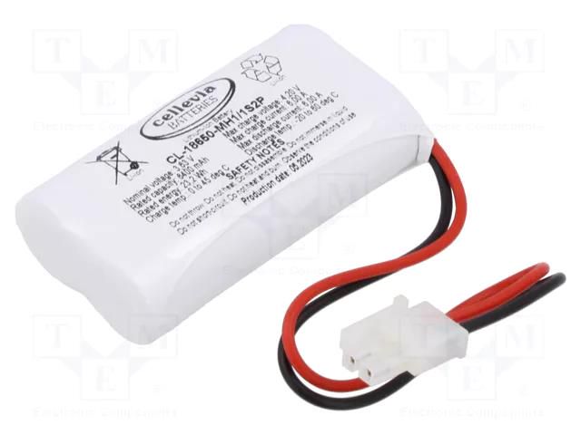 Re-battery: Li-Ion; 18650,MR18650; 3.63V; 6400mAh; cables; Imax: 6A CELLEVIA BATTERIES CL-18650-MH1/1S2P