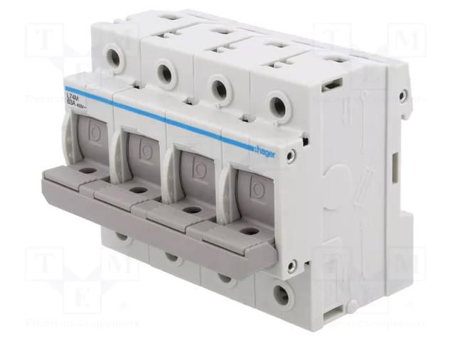 Fuse disconnector; D02; for DIN rail mounting; 63A; 400V; Poles: 4 HAGER L74M