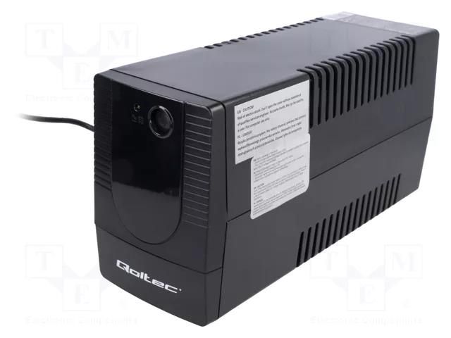 Power supply: UPS; 600W; 1kVA; 220÷230V; 275x92x140mm; Schuko x2 QOLTEC QOLTEC-53774