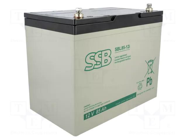 Re-battery: acid-lead; 12V; 85Ah; AGM; 260x169x216mm; 24.8kg SSB ACCU-SBL-85-12I/S