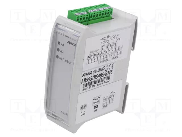 Converter: analog signals; for DIN rail mounting; IP20; 0÷50°C APAR AR595/RS485/RJ45