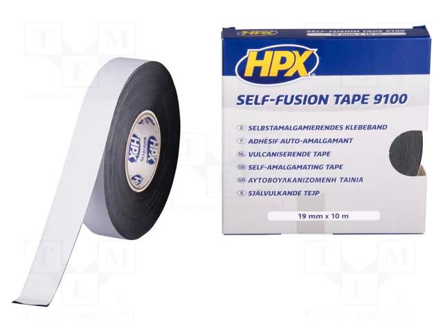 Tape: self-amalgamating; black; 19mm; L: 10m; Thk: 0.5mm; max.90°C HPX HPX-SF-1910-BK