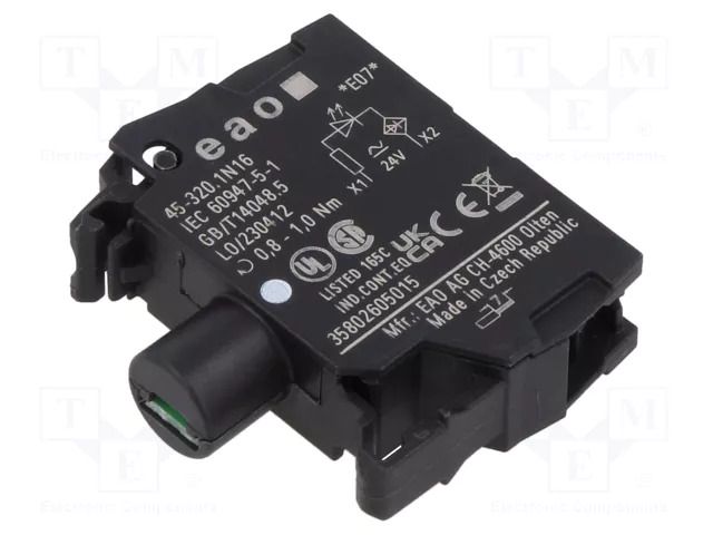 Illuminating unit; 22mm; 45; front fixing; 24VAC; screw terminals EAO 45-320.1N16