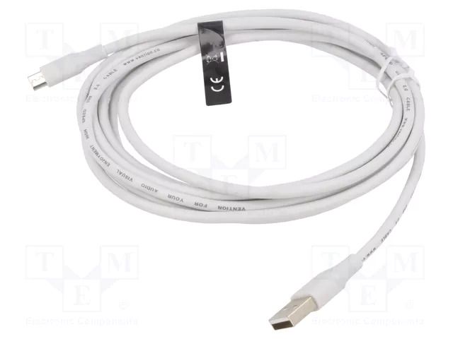 Cable; USB 2.0; USB A plug,USB B micro plug; nickel plated; 3m VENTION CTIWI
