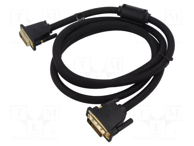 Cable; DVI-D (24+1) plug,both sides; PVC; textile; 5m; black VENTION EAEBJ