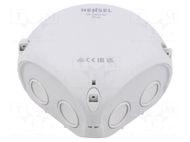 Enclosure: junction box; X: 104mm; Y: 104mm; Z: 70mm; IP66; grey HENSEL HENSEL-DK-0402-GZ