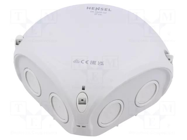 Enclosure: junction box; X: 130mm; Y: 130mm; Z: 77mm; IP66; grey HENSEL HENSEL-DK-0600-GZ