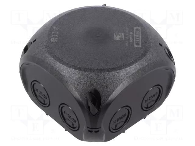 Enclosure: junction box; X: 93mm; Y: 93mm; Z: 62mm; IP66,IP67; black HENSEL HENSEL-KF-0200-C