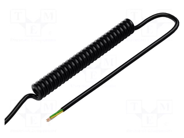 Wire: coiled; 4x0.15mm2; unshielded; PUR; black; 300V; 0.1m; 0.4m SIMECH SPT00057C