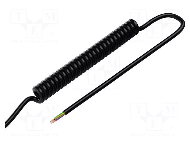 Wire: coiled; 7x0.5mm2; unshielded; PUR; black; 300V; 0.1m; 0.4m SIMECH SPT00204C