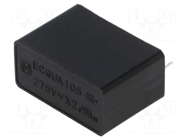 Capacitor: polypropylene; ECQUA; 1uF; 275VAC; 26x19x12mm; THT; ±20% PANASONIC ECQUAAF105MA