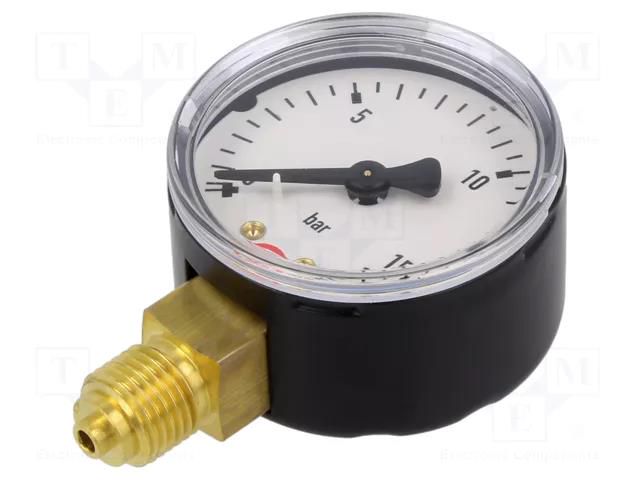 Manometer; 0÷16bar; G 1/4",bottom connection; 50mm; metal PNEUMAT 107