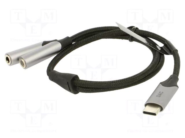 Cable; Jack 3.5mm socket x2,USB C plug; nickel plated; 0.3m VENTION BGPHY