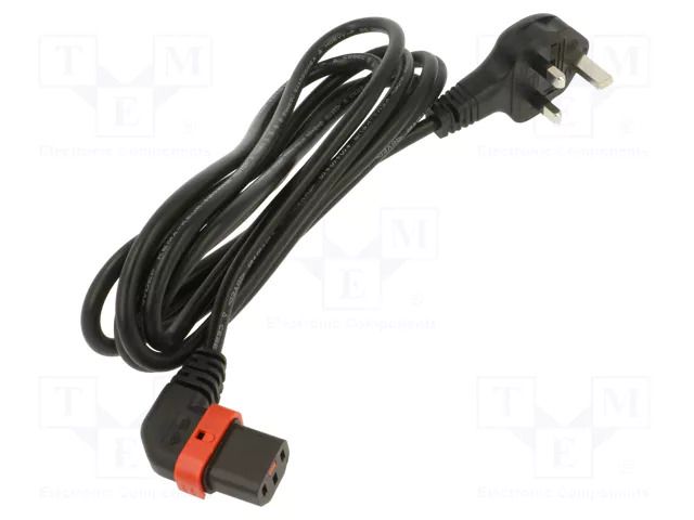 Cable; BS 1363 (G) plug,IEC C13 female angled right; 3m; black SCHAFFNER SCHAFFNER-821099