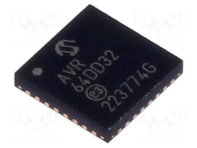 IC: AVR microcontroller; VQFN32; Ext.inter: 27; Cmp: 1; AVR64 MICROCHIP TECHNOLOGY AVR64DD32-I/RXB