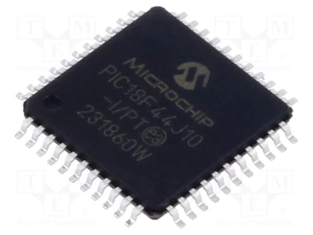IC: PIC microcontroller; 40MHz; 2.7÷3.6VDC; SMD; TQFP44; PIC18 MICROCHIP TECHNOLOGY PIC18F44J10-I/PT