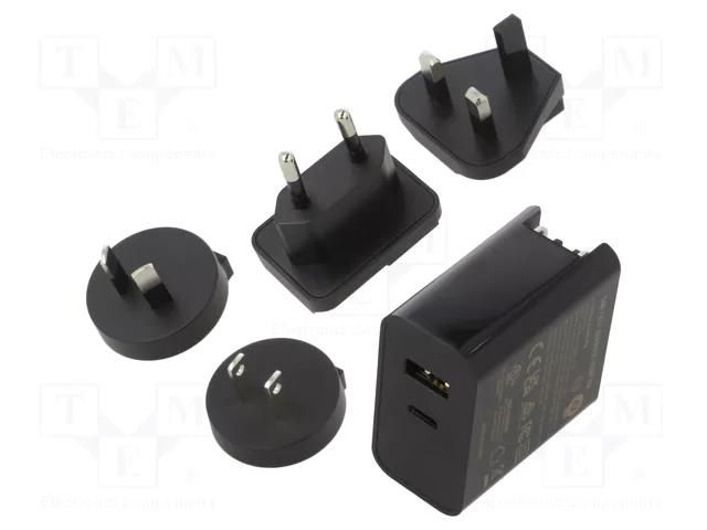 Power supply: switching; mains,plug-in; 4.5VDC,; 5A; 65W; 81.39% POS POSC65W-PD-MP
