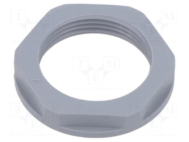 Nut; PG21; polyamide; 36mm; grey; Thread: PG; Entrelec TE Connectivity 1SNG607056R0000