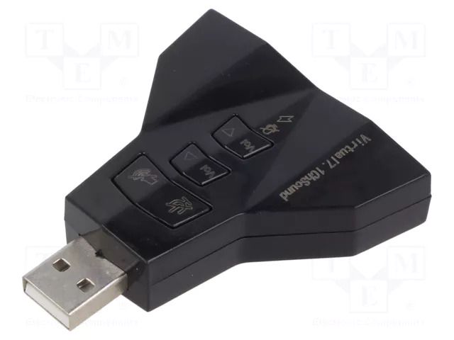PC extension card: sound; stereo 7.1,USB 2.0; black; 30m SAVIO SAVAK-08