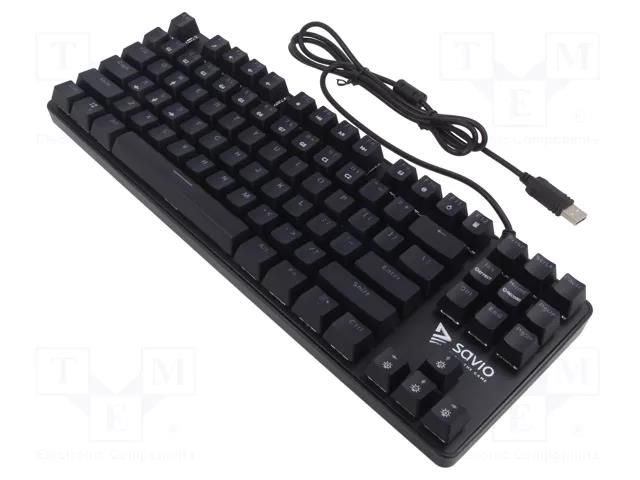 Keyboard; black,blue; USB A; wired,US layout; 1.8m SAVIO SAVGK-TEMPESTRX-BL