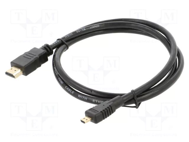 Cable; HDMI plug,micro HDMI plug; HDMI 1.4; Len: 1m; black; 32AWG SAVIO SAVKABELCL-39