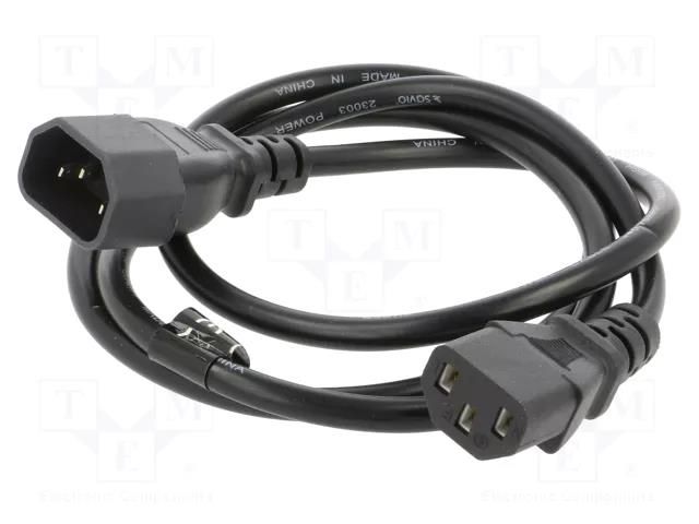 Cable; 3x0.75mm2; IEC C13 female,IEC C14 male; PVC; 1.2m; black SAVIO SAVKABELCL-99