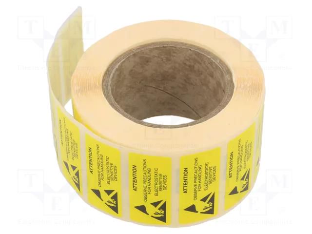 Self-adhesive label; ESD; 16x40mm; 1000pcs; yellow DESCO EUROPE SCS-242105