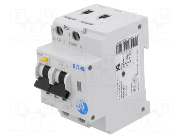 Arc fault detector; Inom: 40A; Ires: 30mA; for DIN rail mounting EATON ELECTRIC AFDD-40/2/C/003-F