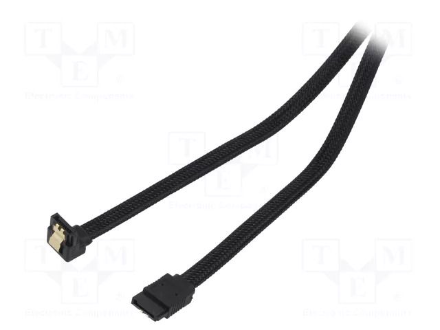 Cable: SATA; SATA plug,SATA plug angled; 0.5m; SATA III; black SAVIO SAVGAK-08