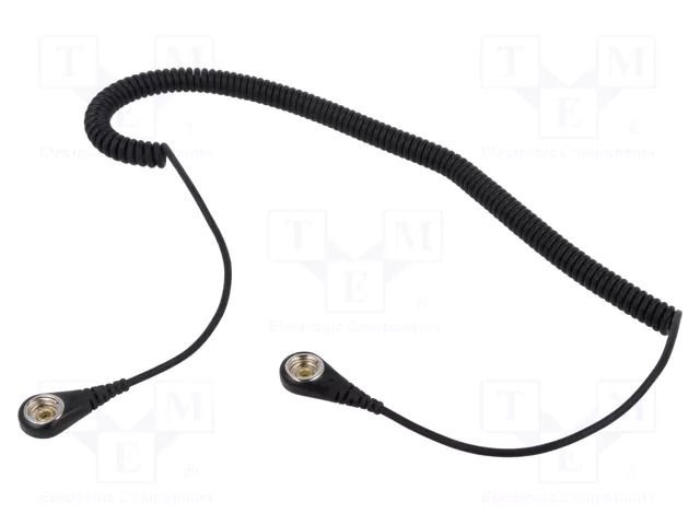 Connection cable; ESD,coiled; black; 1MΩ; 1.8m DESCO EUROPE SCS-60318