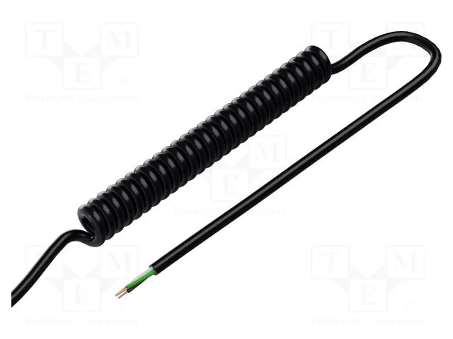 Wire: coiled; 3x0.22mm2; unshielded; PUR; black; 300V; 0.2m; 0.8m SIMECH SPT00093C