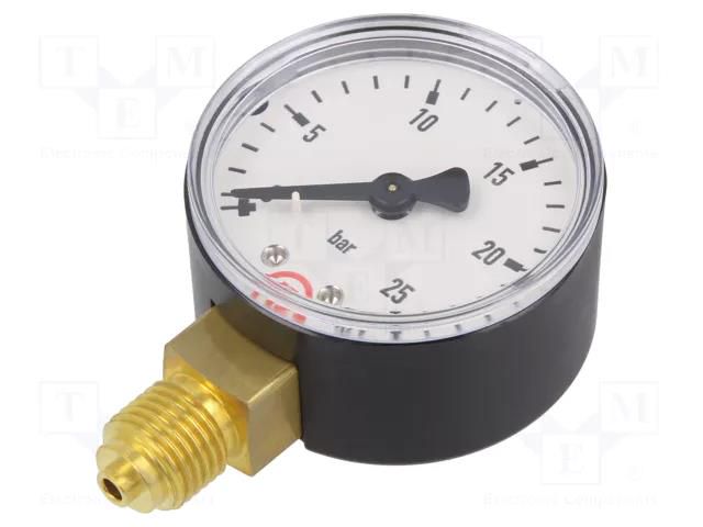 Manometer; 0÷25bar; G 1/4",bottom connection; 50mm; plastic PNEUMAT 108-K