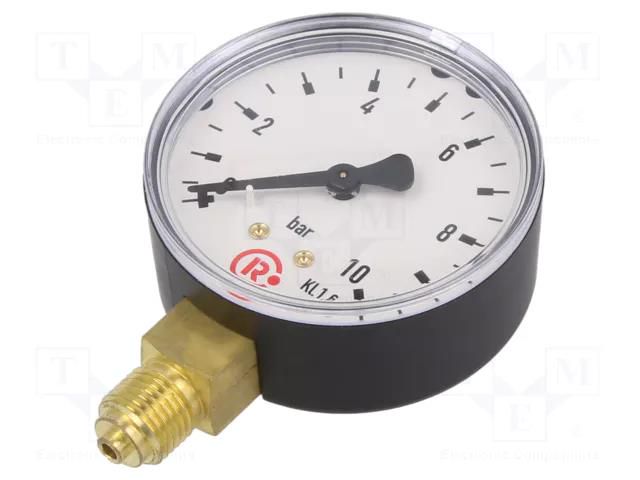 Manometer; 0÷10bar; G 1/4",bottom connection; 63mm; plastic PNEUMAT 117-K